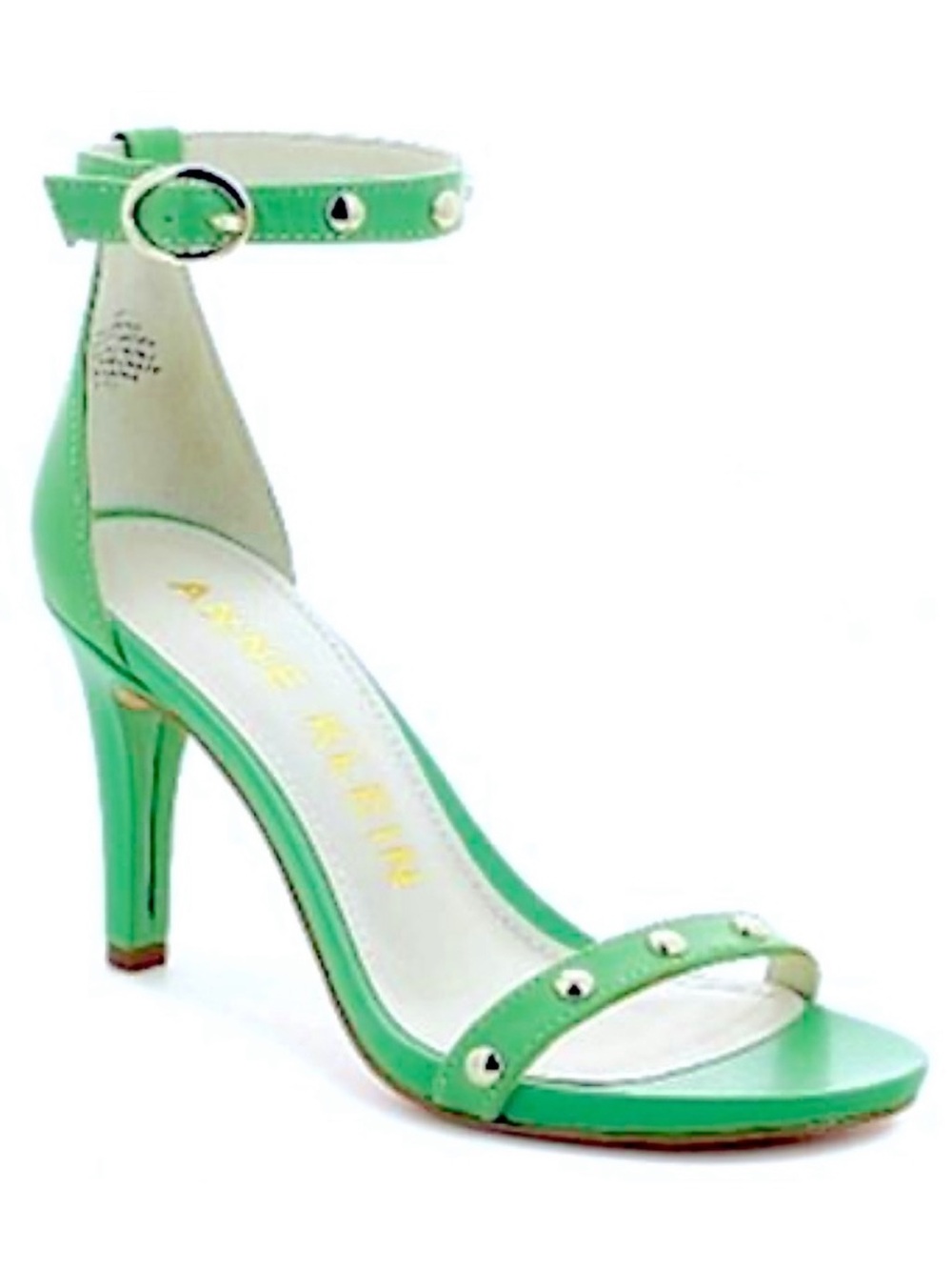 Anne Klein AKOSSANA Green Leather Studded Heels